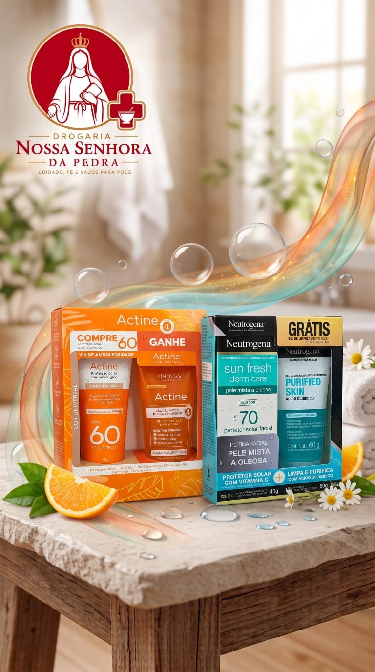 Kit com produtos Actine e Neutrogena